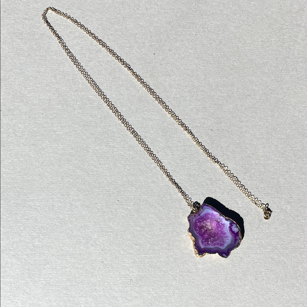 Amethyst Slice Pendant Necklace